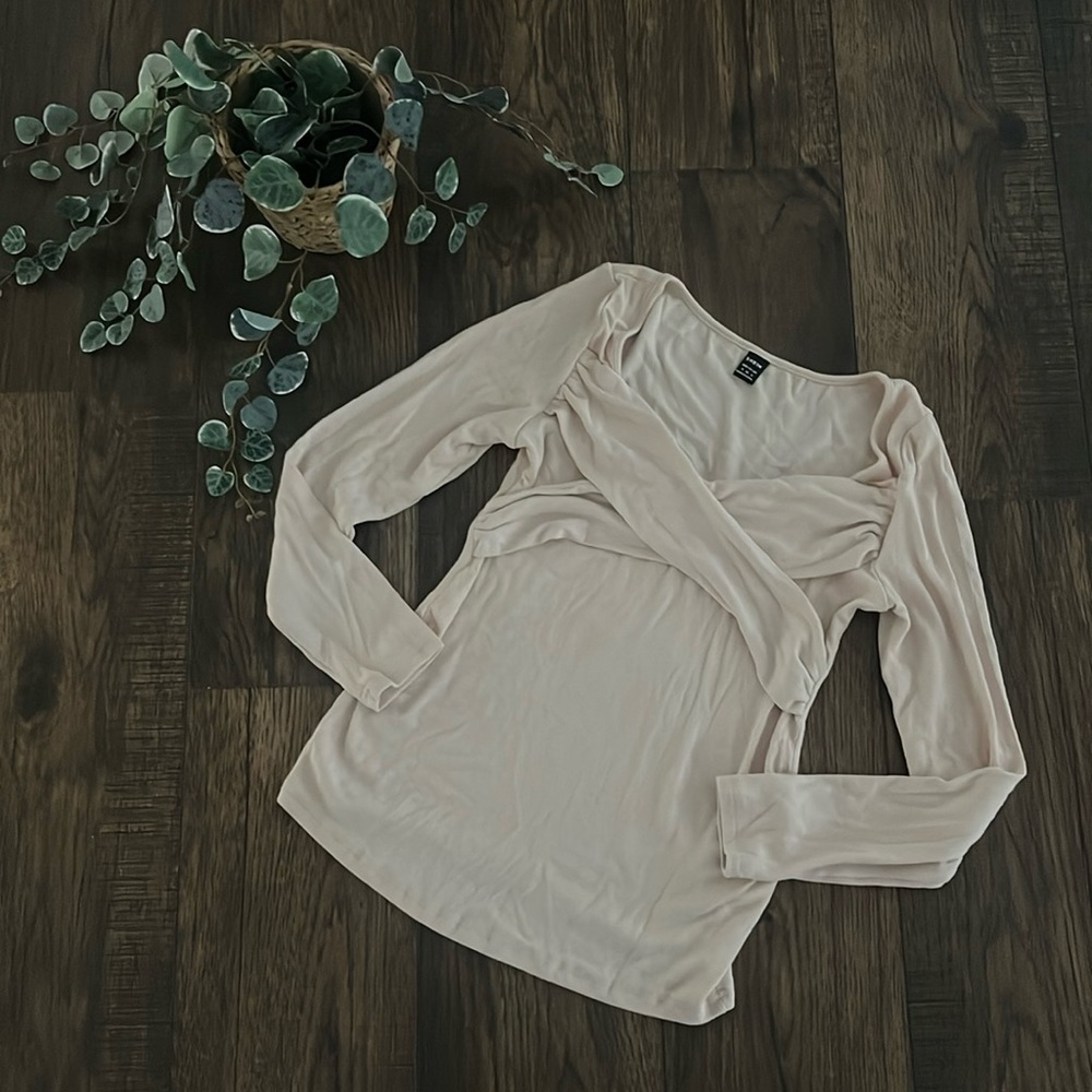 NWOT SHEIN Maternity Cross Wrap Sweetheart Neck Tee